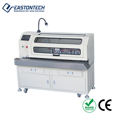 Automatic brush shield twist weave and heat shrinkable tube inserting machine